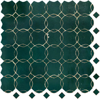 Mosaic House Moroccan tile Kora Z 24 Sea Green  solid zellige, mosaic, zellij, field, pattern, glaze, simple, classic, octagonal 